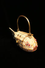 Load image into Gallery viewer, RARE metal plastic wicker basket vintage fish purse
