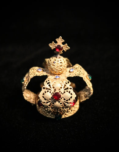 Metal miniature crown with rhinestones